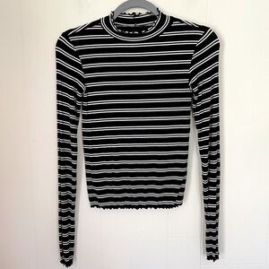 Arizona Jean Co Long Sleeve Crop Top Stripe Black White 90s Y2K Women’s Size S